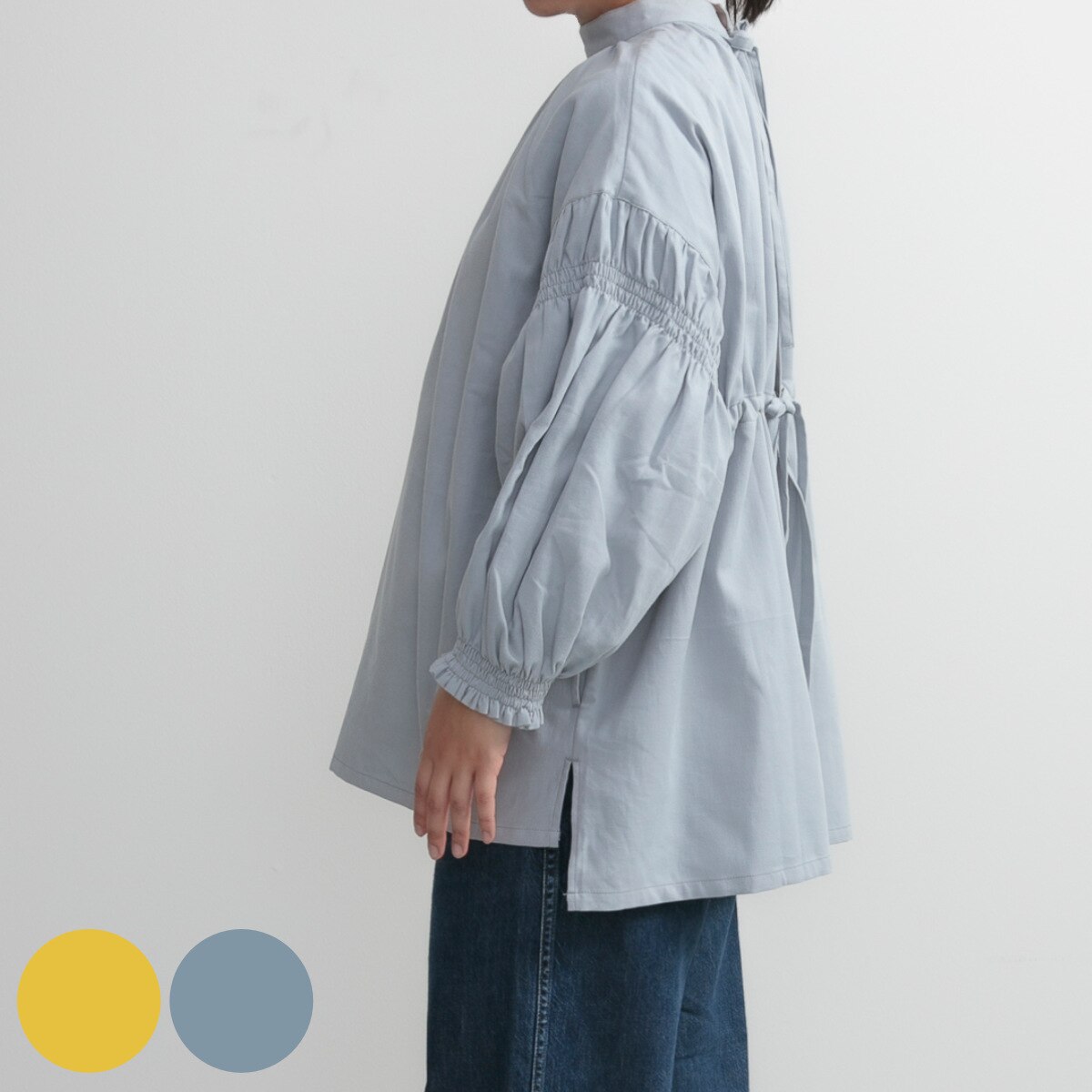 エプロン 無地 袖シャーリング割烹着 COCOWALK ココウォーク 割烹着 綿100％ ポケット付き かっぽう着 かっぽうぎ キッチンエプロン 台所エプロン コットン かぶるだけ スモック