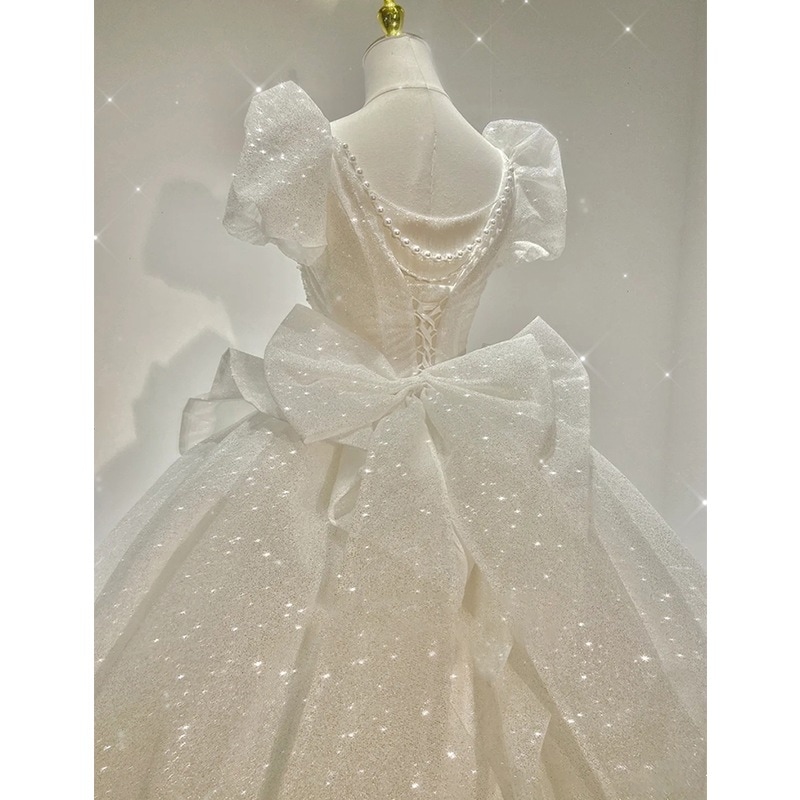 軽やかなウェディングドレス 2025 新作 花嫁のメインベール 女性 小さめ 妊婦 上質 質感 大 星空をなぞる 14,715円