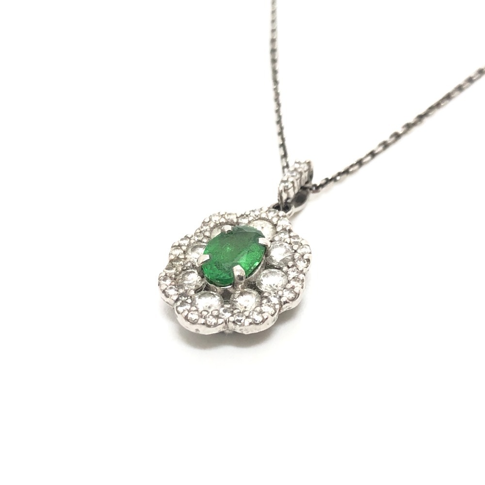 jewelry ジュエリー ネックレス Pt900×Pt850 グロッシュラーライトガーネット 0.51ct D0.55ct アクセサリー Pt900/Pt850 シルバー