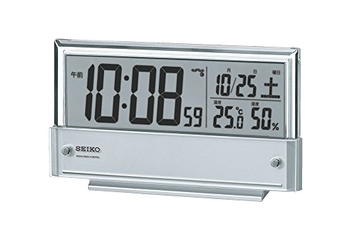 セイコークロック(Seiko Clock) セイコー クロック 目覚まし時計 電波 デジタル カレンダー 温度 湿度 表示 銀色 メタリック SQ773S SEIKO