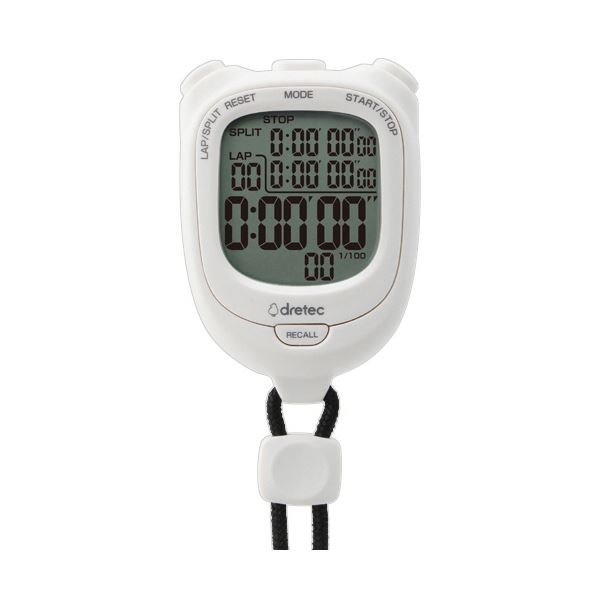 (まとめ）ドリテック ストップウォッチ スピールSホワイト SW-121WT 1個(×5セット)