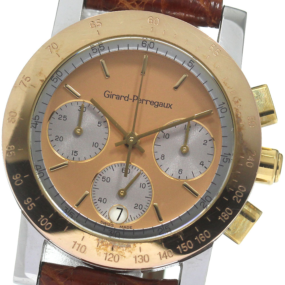 訳あり ジラールペルゴ GIRARD PERREGAUX 7700 クロノグラフ デイト クォーツ メンズ _825114【中古】