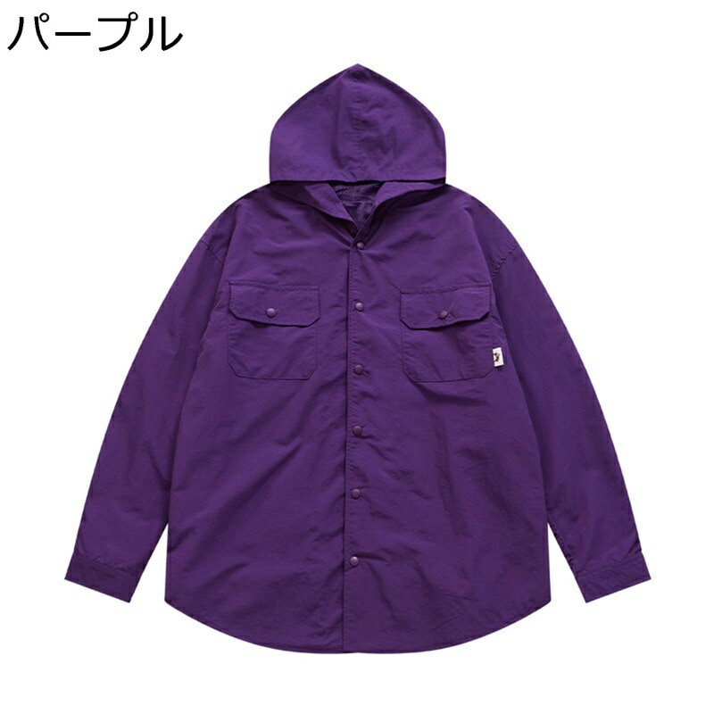 カジュアルシャツ フード付きシャツ メンズ オーバーサイズ シャツジャケット 韓国 おしゃれ 春秋 薄手 防水 カジュアル スポーツ アウトドア 男女兼用