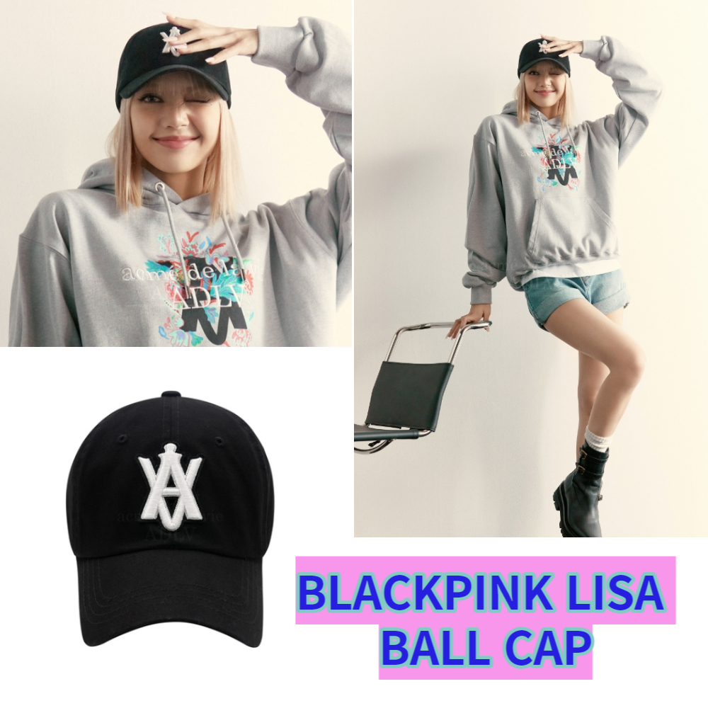 ADLV X LISA A LOGO EMBLEM EMBOSSING PATCH BALL CAP BLACK