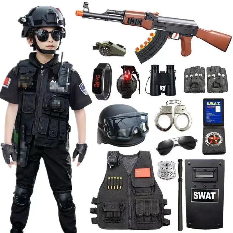 子供のおもちゃの銃のスーツの小さいな警察のおもちゃの柔らかい弾丸の銃のシミュレーション awm の狙撃銃の少は鶏を食べる装備