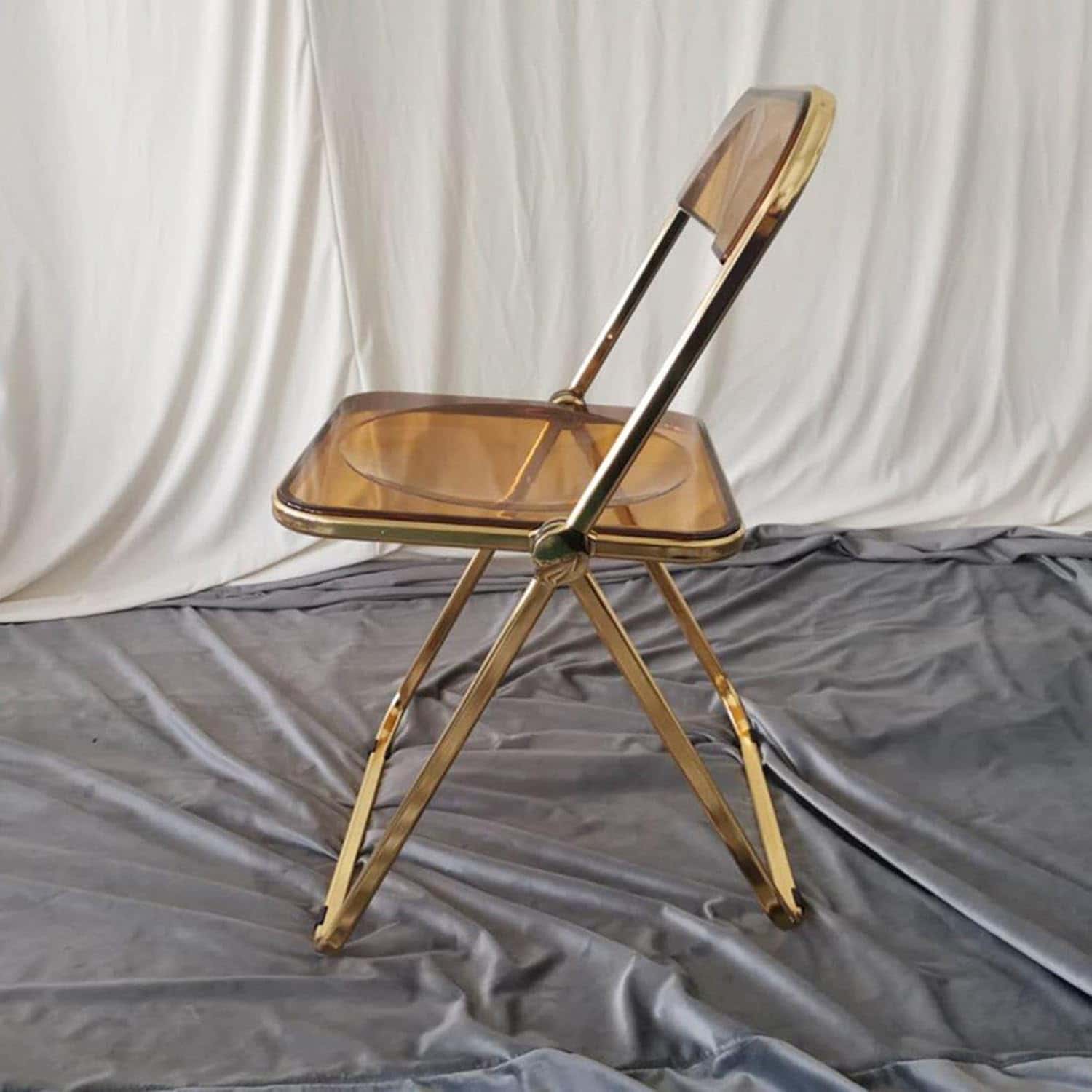 折りたたみ椅子 クリア アクリル オフィスチェア 金属製 カフェ 居酒屋 家用 ダイニングチェア 室内 室外 ミーティングチェア 背付 滑り止めゴム足 パーティー 来客用 簡易椅子 イス