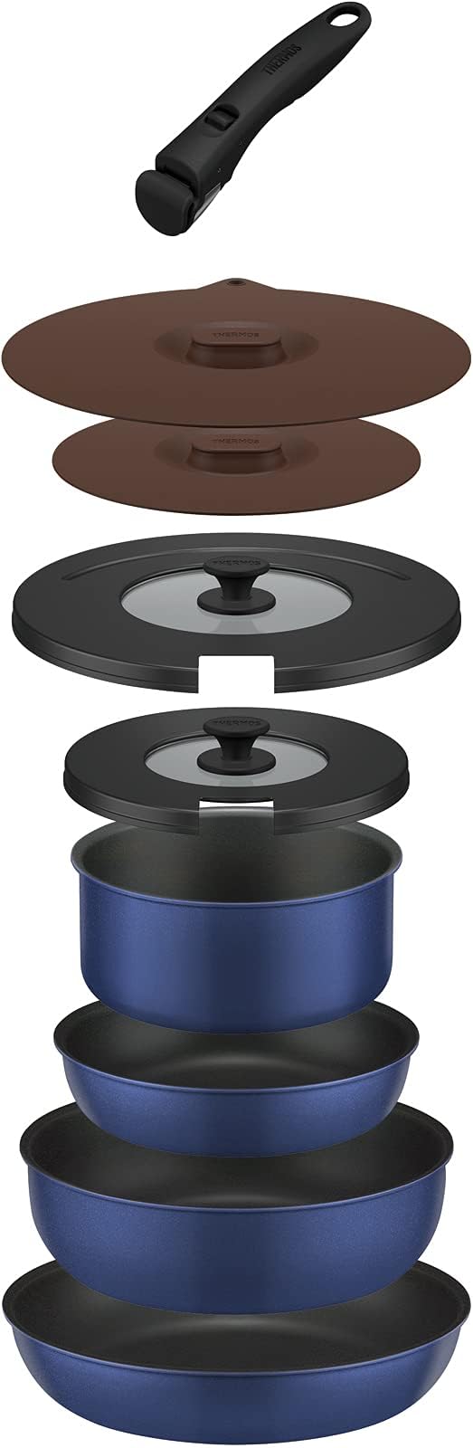 サーモス デュラブルシリーズ 取っ手のとれるフライパン9点セットCA ガス火専用 インディゴブルー KSC-9C IBL