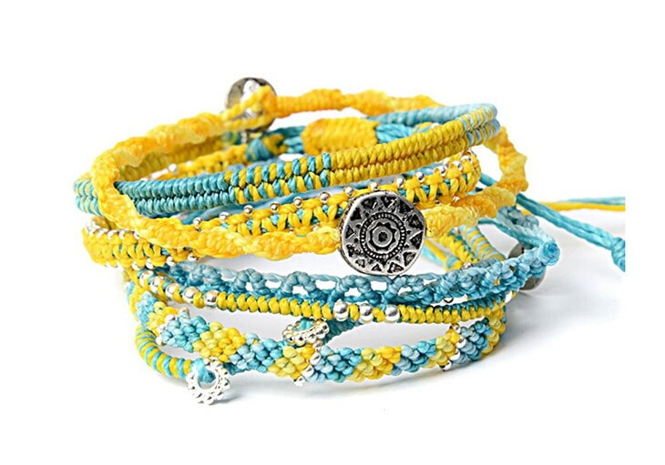 wakami (ワカミ) Earth Bracelet 7 Strand / アースブレスレット 7ストランド 正規品 (Yellow Cyan イエローシアン)