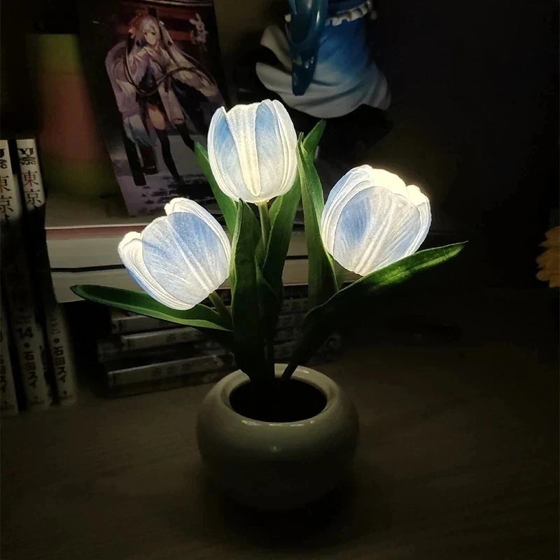 チューリップ 造花 LEDムードライト 花束 インテリア飾り 間接照明 電池式 常夜灯 生花質感 雰囲気光 光る クリスマス 結婚祝い 誕生日 母の日 父の日 女性 友達 恋人 家族プレゼント