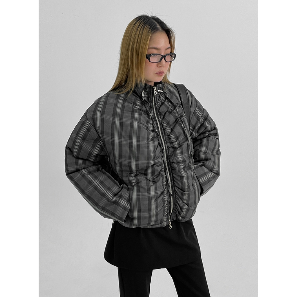 BLACK UP SAVITOR ハイネックシャーリングチェックパディング (5 oz)