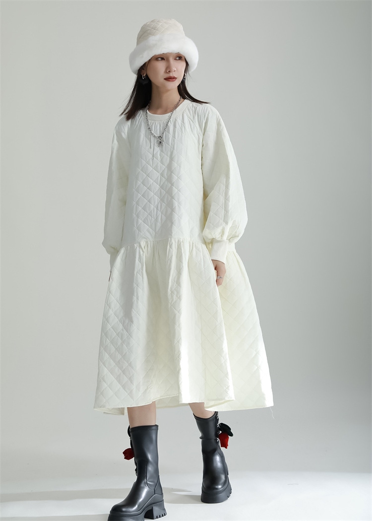 ワンピース Aライン キルティング フレア ミディアム シンプル TKOR0050