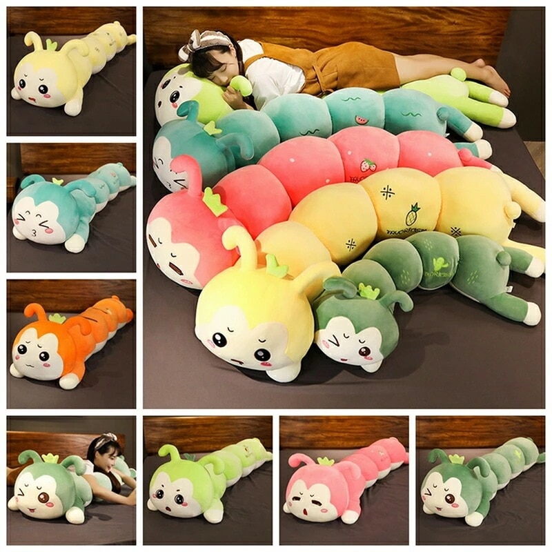 【160cm】 ぬいぐるみ 全6デザイン ケムシ 青虫 アボカド スイカ 苺 イチゴ 長いぬいぐるみ 大きい 抱き枕 アオムシ パイン 心地いい カクタス ニンジン クッション インテリア 動物 可愛