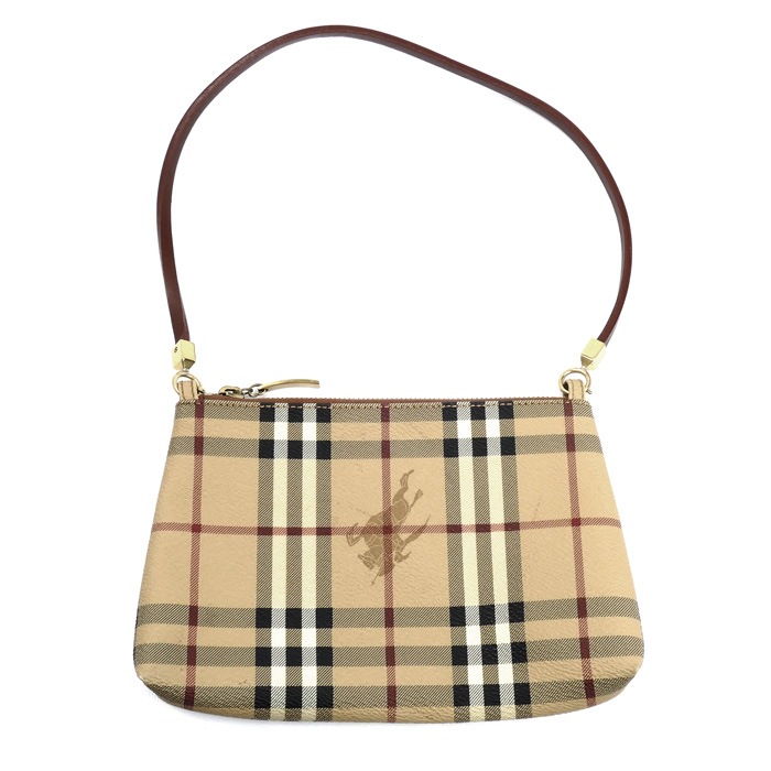 BURBERRY バーバリー チェック ポーチ ベージュ レディース 中古