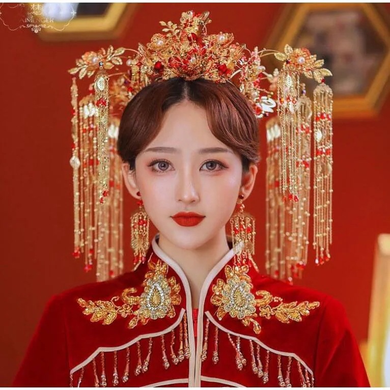 ドラマ 変とても安い お姫様 ティアラ かんざし フリンジ 漢服 アクセサリー きらきら チャイナ服用 仮装 貴妃 王冠 中華風髪飾り かんむり 皇后 ピアス 時代劇 合金