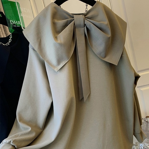 【ins超人気】 折り襟 リボン 大人かわいい 長袖 シャツ ブラウス レディース 秋 冬 秋コーデ