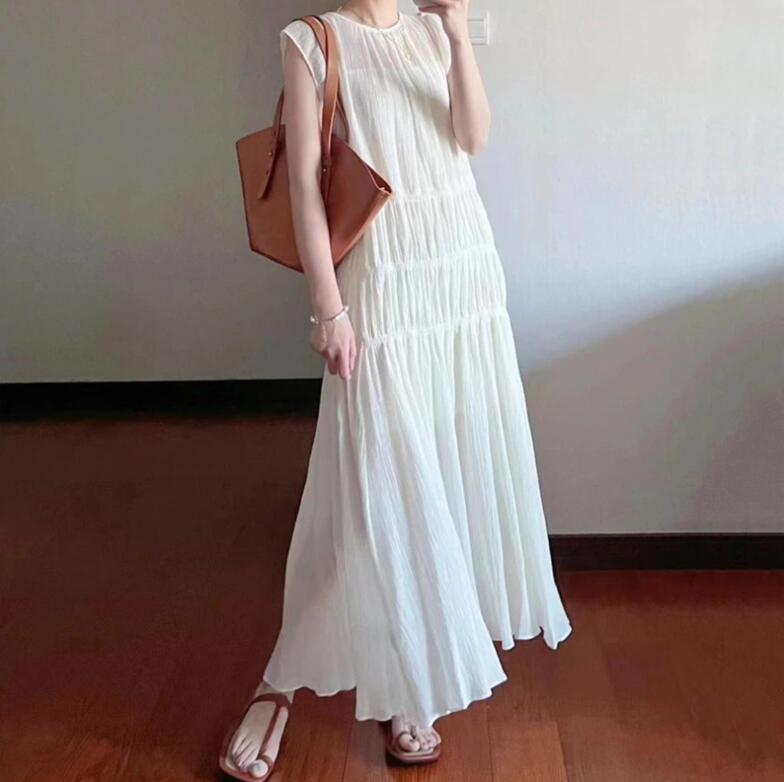 【急速出荷!】白ワンピース ドレス レースワンピース レディース きれいめ 夏 ドレス マキシ丈 ノースリーブ フォーマル 夏 着痩せ 綺麗 無地 30代 40代 50代 結婚式 披露宴 お呼ばれ 二