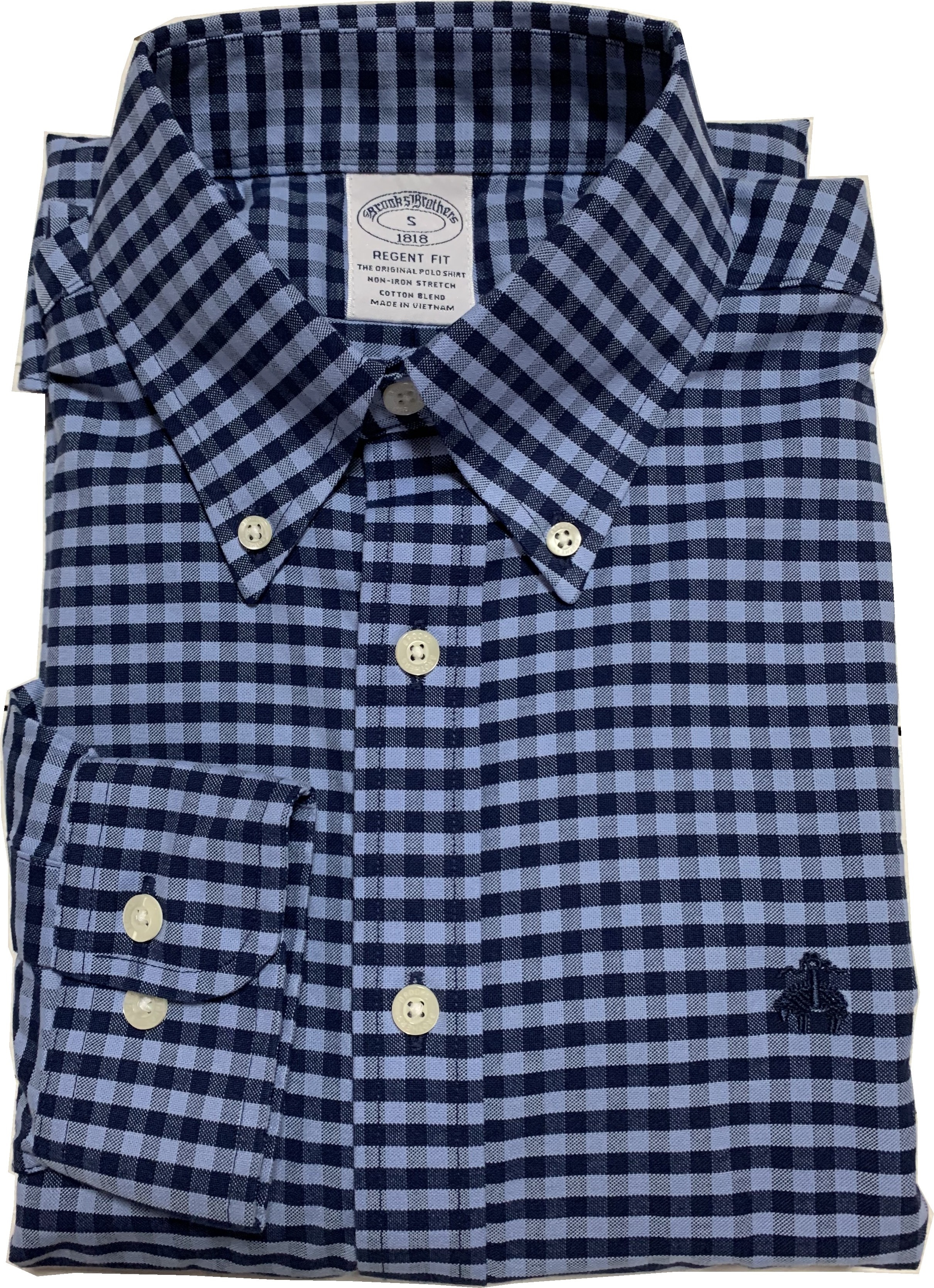 長袖 ワンポイント ボタンダウンシャツ チェック ブルー メンズ Brooks Brothers BB2-027