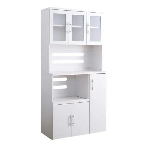 【メーカー直送品】ホームテイスト PST-1890WH-WH-LF2 ホワイト食器棚【パスタキッチンボード】(幅90cm×高さ180cmタイプ) ホワイト