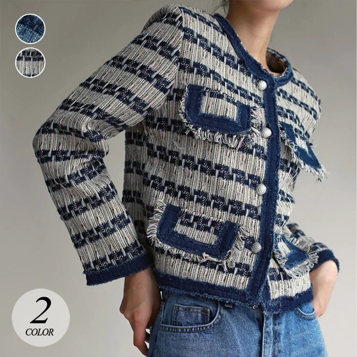 【2025新作 急速出荷】デニムステッチ クロップド丈 ジャケット レディース 秋 デニム ジャケットコート ショート丈 お洒落 カジュアル 長袖 トップス アウター ライトアウター 韓国ファッション