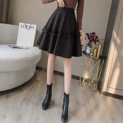 フレアスカート スカート ボトムス ミニスカート ミニ ミニ丈 フレア Aライン フリル ハイウエスト ポリエステル かわいい 大人可愛い きれいめ シンプル カジュアル 大人 上品 おしゃれ お洒落