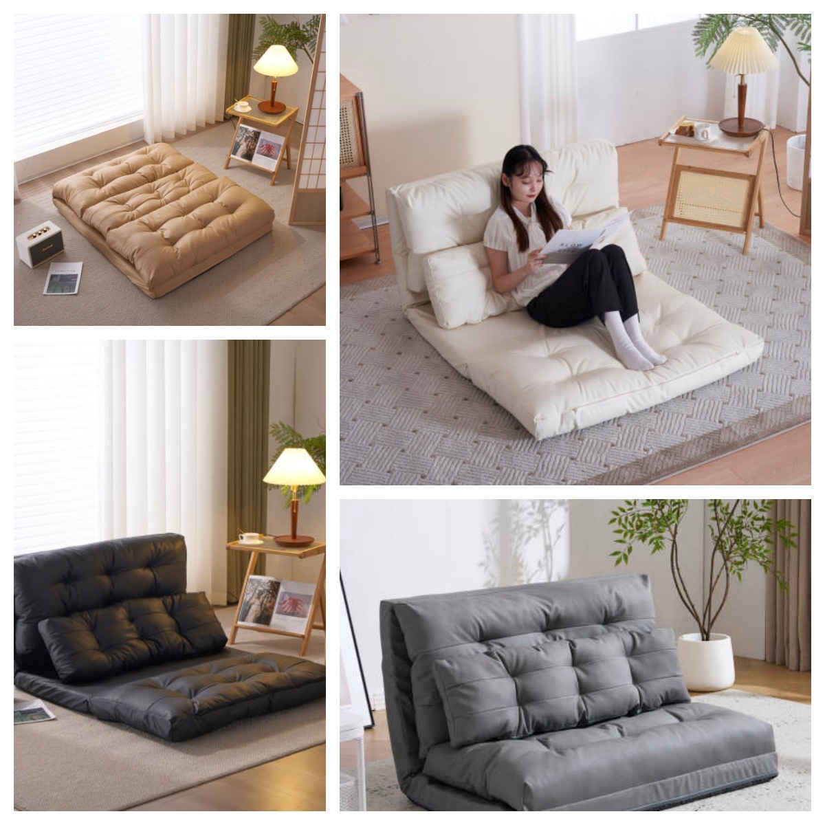 即日発送ソファーベッド ソファベッド ローソファー 2人掛け マルチに使える3WAY 幅108cm 6段階リクライニング クッション付き 座椅子 1人掛け 2人掛け ソファ 折りたたみ 折り畳み コン