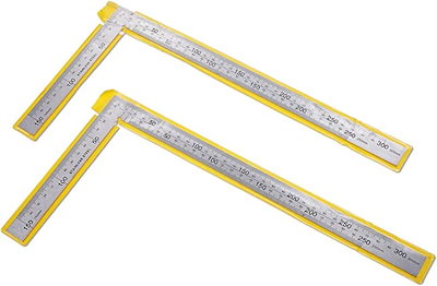 他サイト： 曲尺 矩尺 指矩 差金 直角 厚手 広巾 ステンレス 大工 カーペンター DIY 15cm 30cm シルバー 2本 セット( シルバー 2本 セット)の商品画像