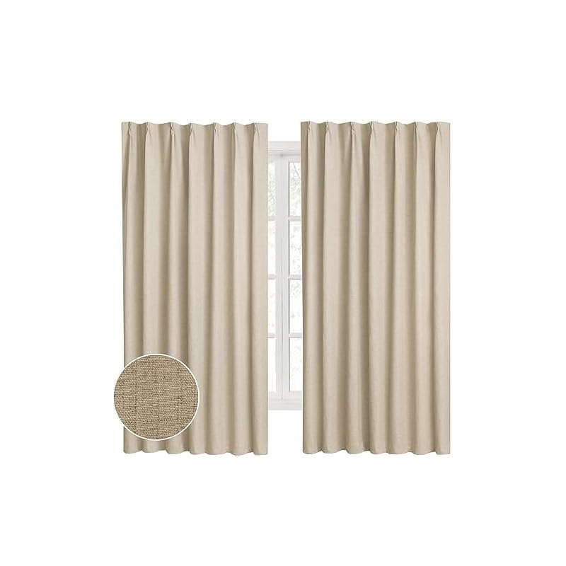 Hansleep 完全遮光カーテン リネン 生地 1級遮光 2枚組 幅100cm丈178cm ブラウン 断熱 防寒 防音 省エネ 厚手 無地 おしゃれ 洗える リビング用 (ブラウン, 幅100cm 5,383円