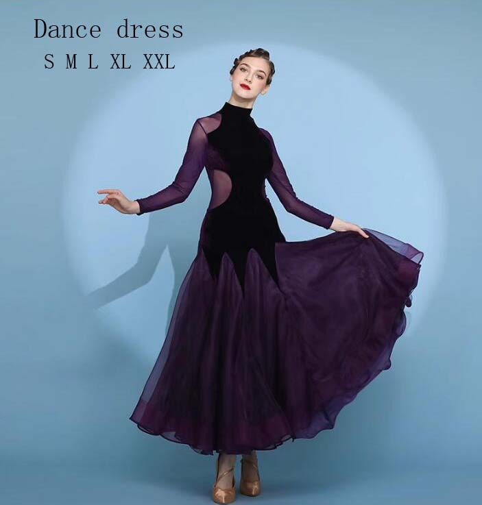 モダンダンス 社交ダンス 競技着 練習着 演出用 技デモ タンゴ衣装 ワルツ衣装 舞台演出ロングドレス きれい 優雅 ダンスウェア 舞台 発表会 イベント 演奏会 薄紫 S M L XL XXL