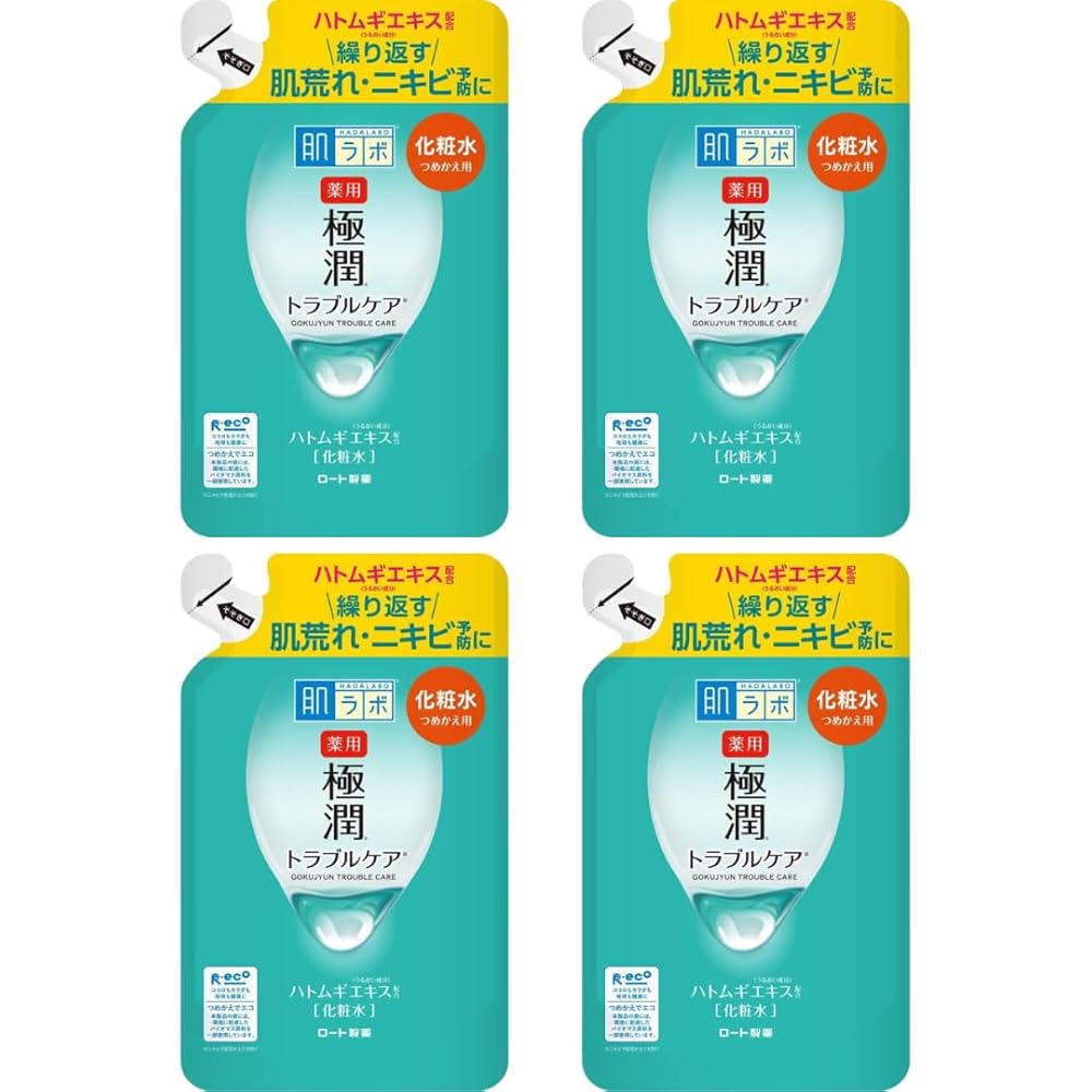 【まとめ買い】4個 セット 肌研 極潤 スキン コンディショナー 薬用 抗炎症 成分 2種×ヒアルロン酸×スクワラン×ハトムギエキス配合 詰替用 170mL