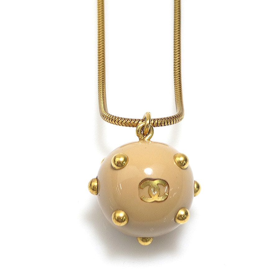 シャネル CHANEL ネックレス ココマーク メタル/レジン ゴールド/ベージュ レディース e61471a