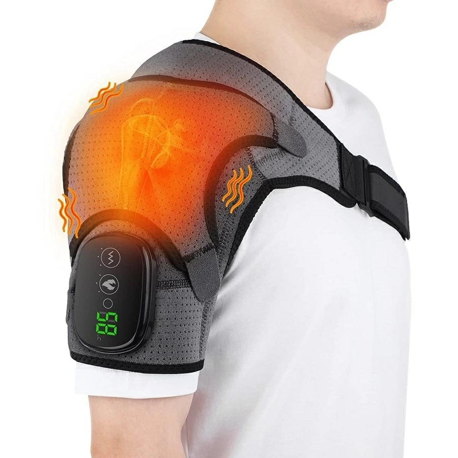 【期間限定特価】肩用サポーター マッサージ付き 肩 サポーター 加熱された肩ブレースラップ マッサージャーヒーティングショルダーラップ 電動ショルダーヒーティングパッド 高齢者 男性女性のため 四十肩