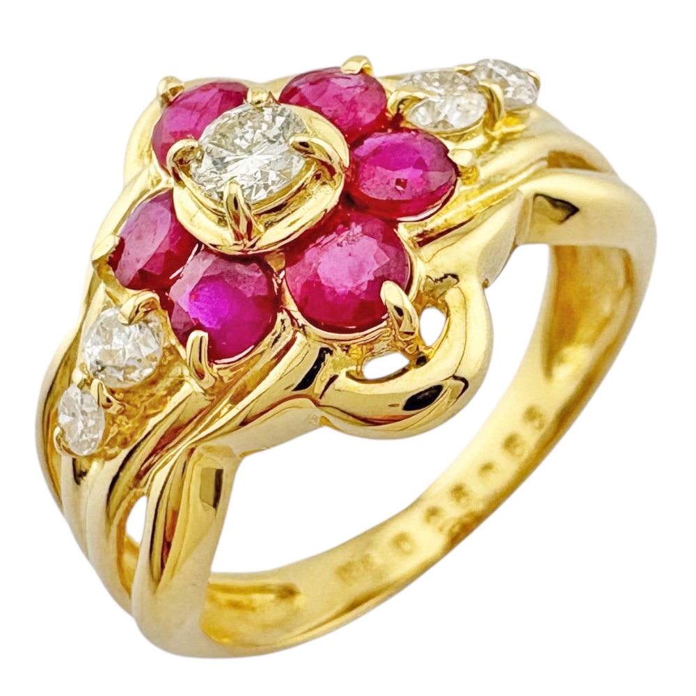 リング 指輪 11.5号 18金 K18イエローゴールド ルビー 中古 美品 90,750円