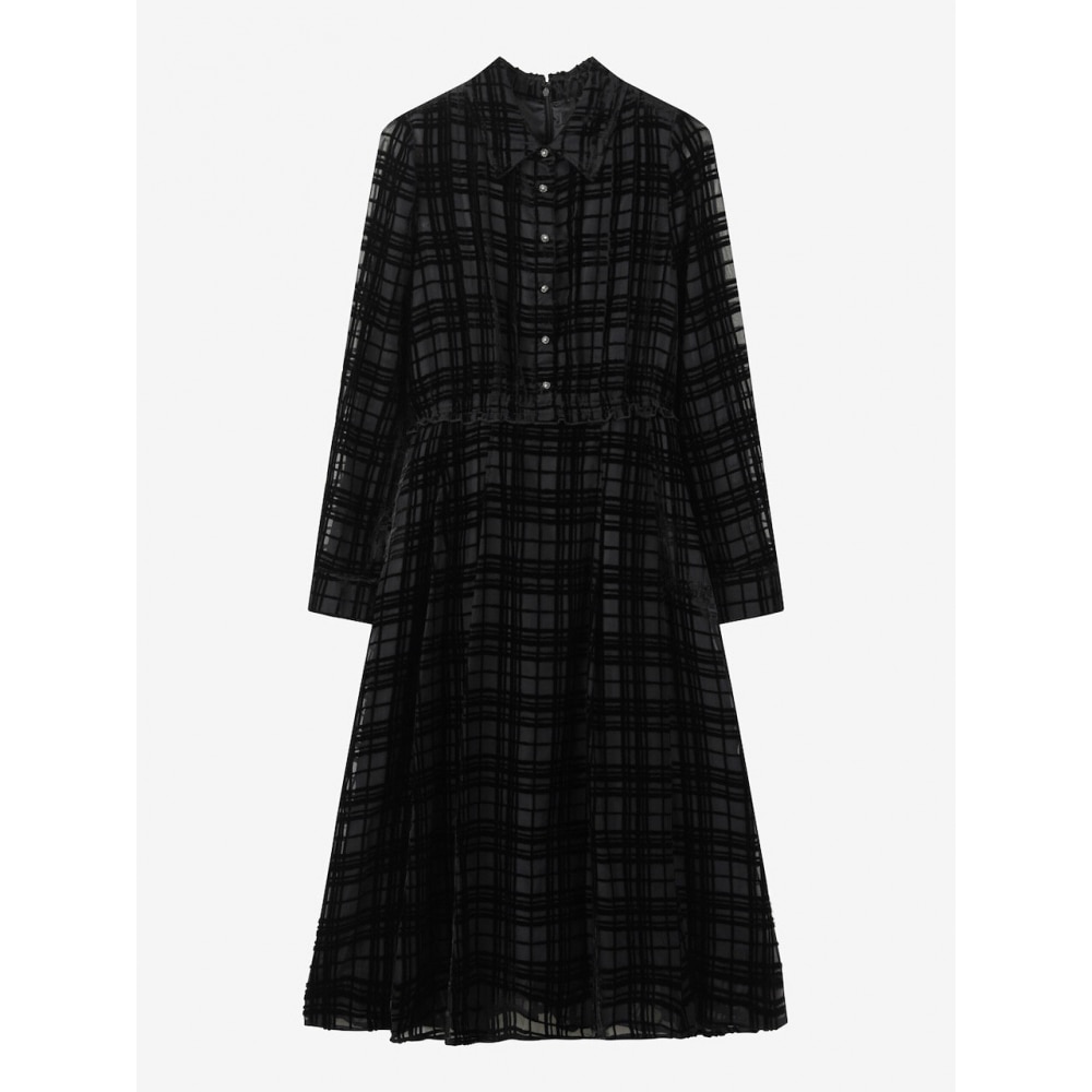 デュエルベルベットチェックロングドレス BK L254PSE036