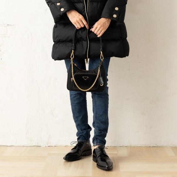 ハンドバッグ ショルダーバッグ リナイロン ブラッシュドレザー ミニバッグ ブラック レディース 1BC198 R789 F0002 JOO