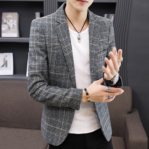 チェック柄 ジャケット テーラードジャケット メンズ スーツカジュアル 1つボタン スリム タイト 春秋 紳士 ブレザー フォーマル 通勤