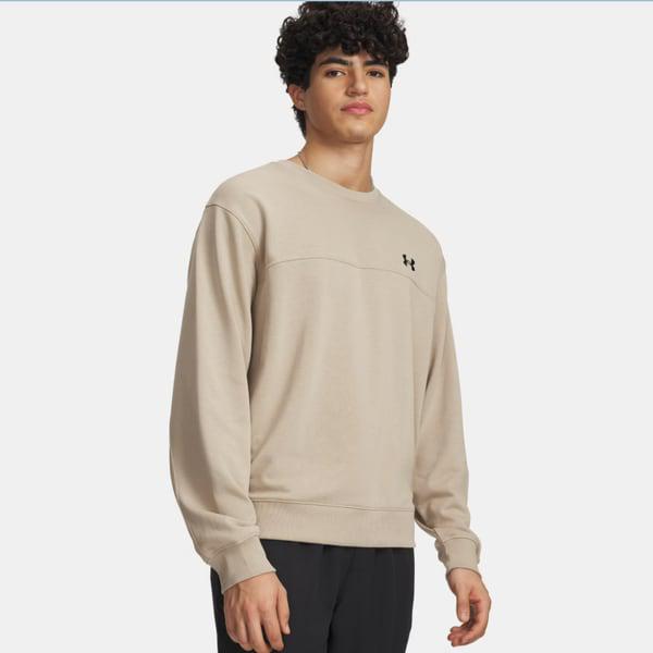 6009347-299 カーキ 男性 UA ライバル ライトウェイト クルー スウェットシャツ コットン Tシャツ