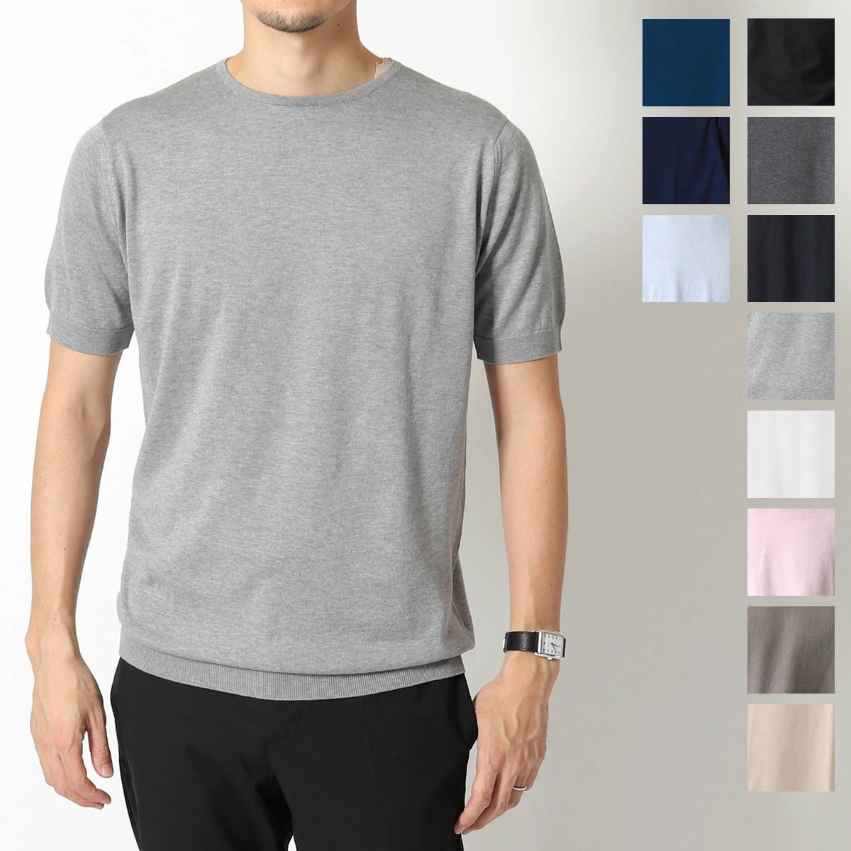 JOHN SMEDLEY ジョンスメドレー ニット セーター BELDEN ベルデン STANDARD FIT メンズ クルーネック 半袖 コットンニット カラー11色