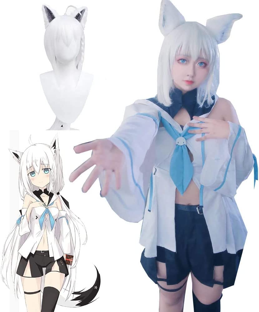 ウィッグ付き尻尾&耳つき 白上フブキ コスプレ 衣装 しらかみ ふぶき ハロウィン