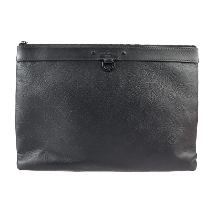LOUIS VUITTON ルイ ヴィトン セカンドバッグ M62903 ポシェット ディスカバリー モノグラムシャドウ レザー ブラック ブラック金具 クラッチバッグ ポーチ ビトン 本物保証 中古