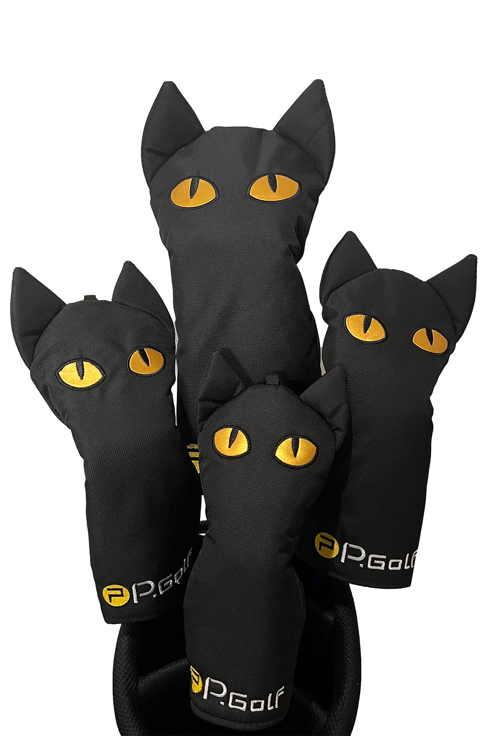 P.Golf ピーゴルフ ヘッドカバー 黒猫【1，3，5，UTセット】 (【*４点セット】)