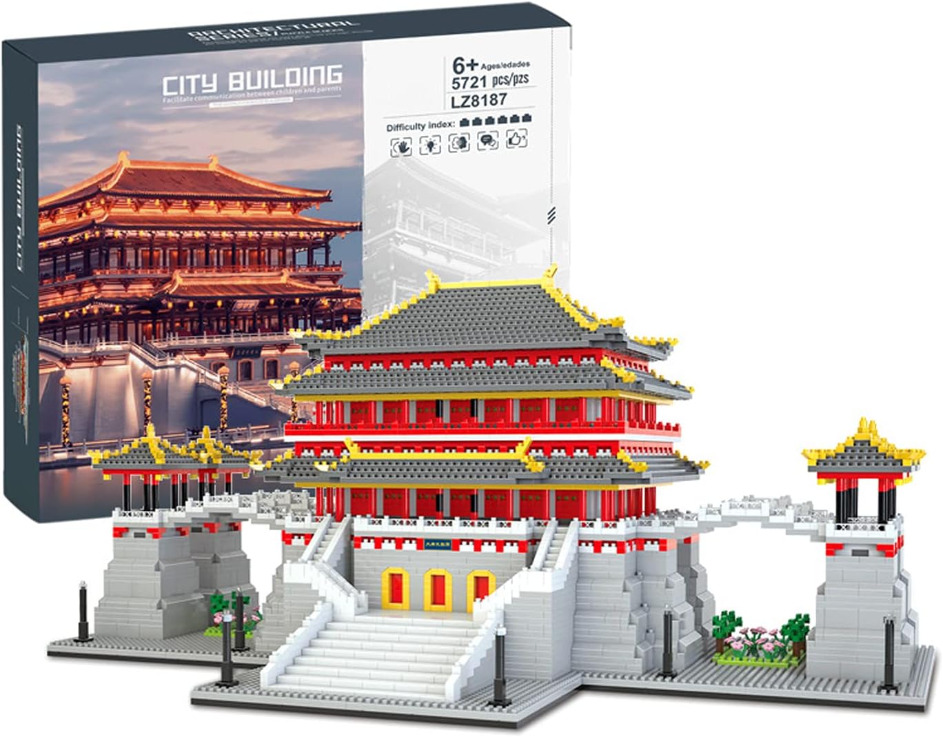 ミニブロッククリエイティブアーキテクチャ中国風タングビルブリックモデル(5721 PC)マイクロダイヤモンドブロックグッズアルデルトギフト