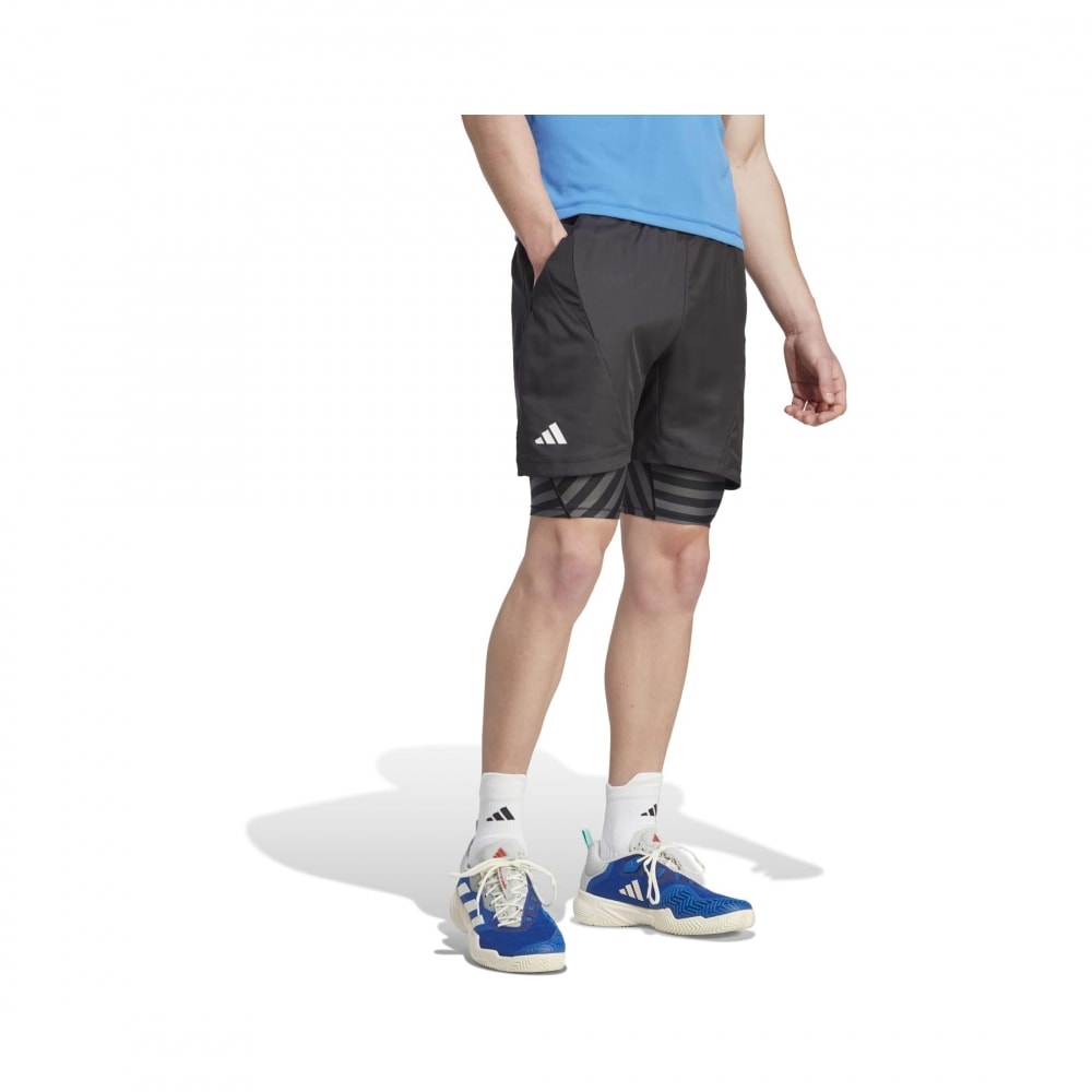 アディダステニスニューヨーク 2-in-1 ショーツブラック