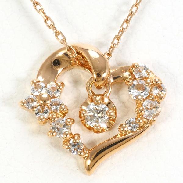 カナル4℃ K10PG ネックレス ダイヤ ホワイトサファイア 約40cm ジュエリー 中古