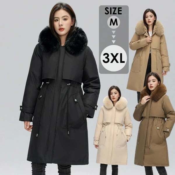 2ways 中綿コート レディース パーカーコート ウィンター ライナー取り外し ファー フード付き リムーバブル ライニング ジャンパー 厚手 サーマル ジャケット 綿入り ファーコート 防寒 暖か