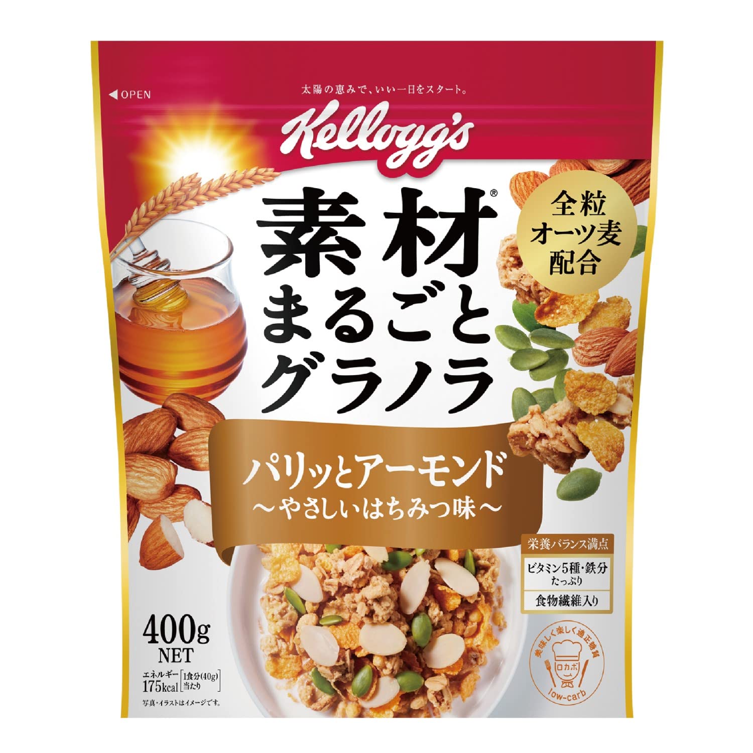 ケロッグ 素材まるごとグラノラ パリッとアーモンド やさしいはちみつ味 400g ×6袋