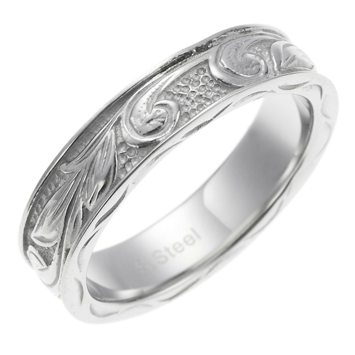 ハワイアンジュエリー リング メンズ サージカルステンレス 指輪 スクロール 波 かっこいい