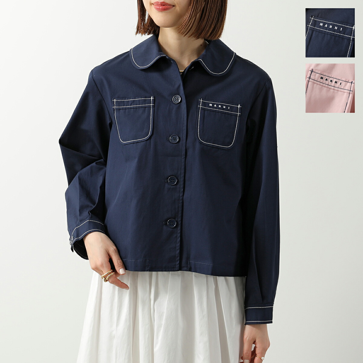 MARNI KIDS マルニ キッズ ジャケット M01730 M00UV レディース ガールズ 長袖 ロゴ刺繍 胸ポケット コットン カラー2色