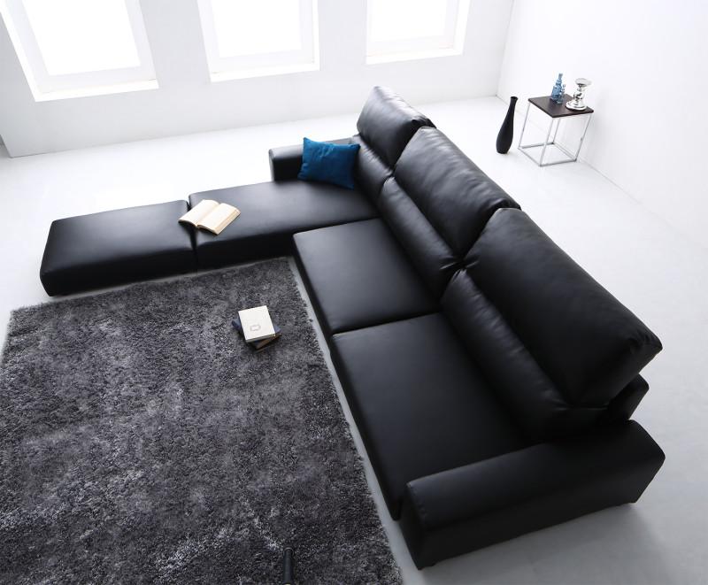 ハイタイプソファー フロアコーナーカウチソファ Levin レヴィン 3人掛け＋オットマンセット