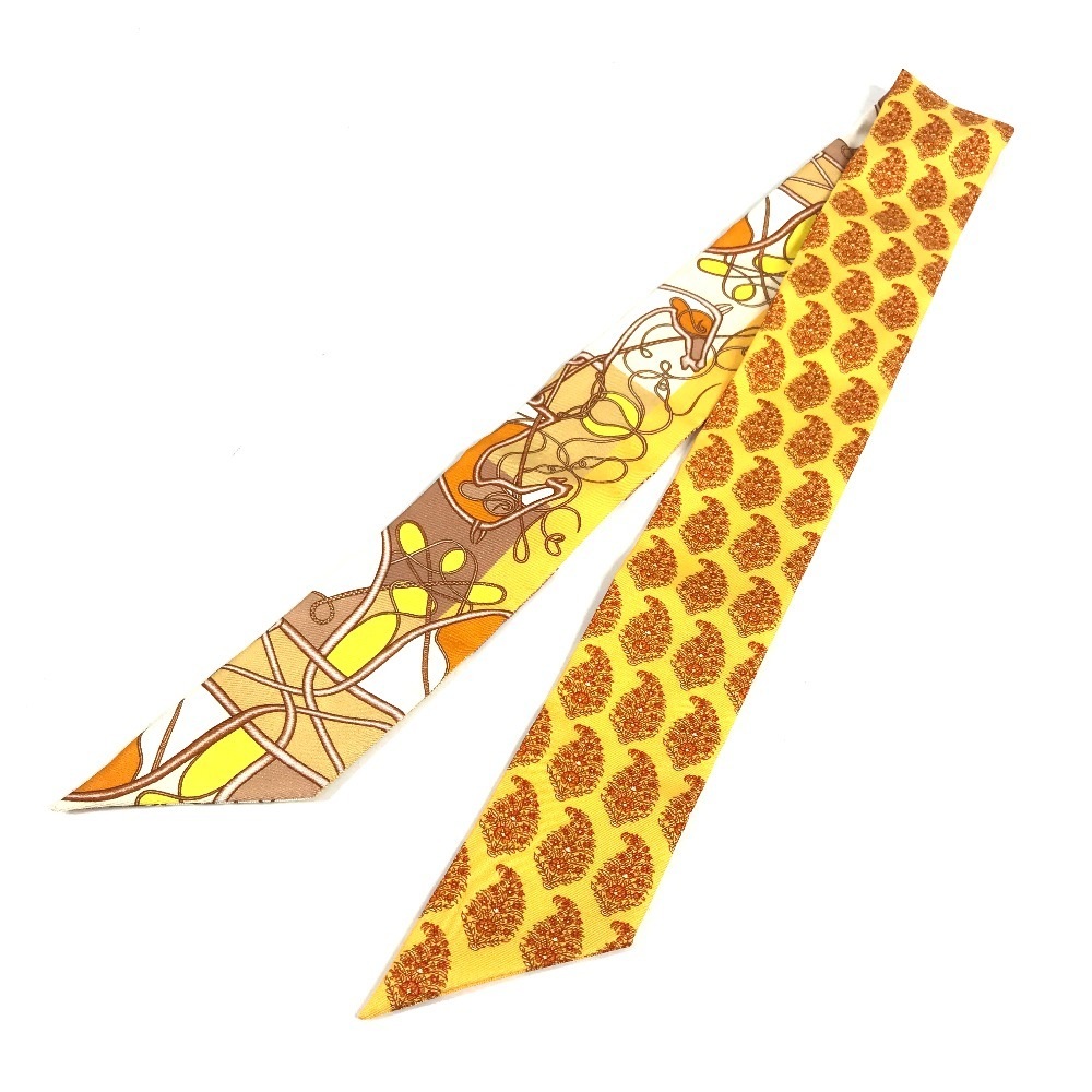 スカーフ ツイリー ツィリー 馬柄 ツイリー シルク オレンジ