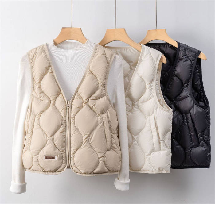 中綿 ベスト レディース 新作 Vネック 無地 中綿ベスト ダウンベスト ダウン風 アウター ジレ キルティング コート ゆったり ノースリーブ 防寒 秋 冬 おしゃれ 前開き ファスナー カジュアル